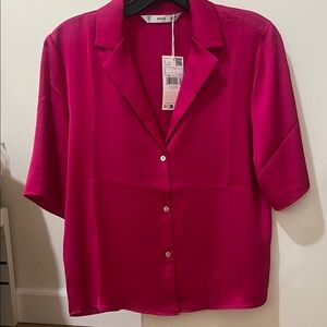 Mango Women's Fuchsia Button-Down Shirt
